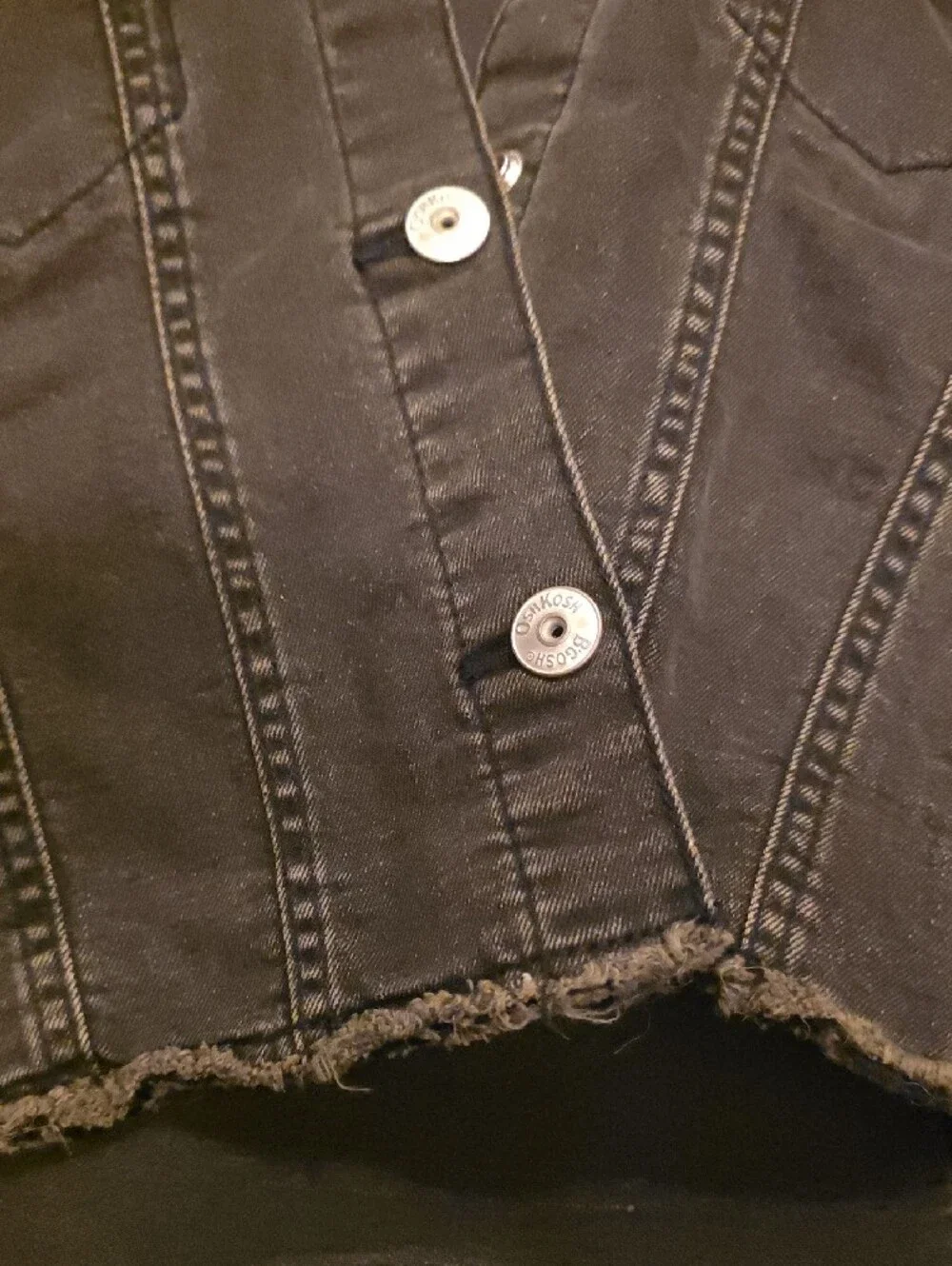 OshKosh B'gosh Girls' Black Denim Jacket with Button Front, Size 8